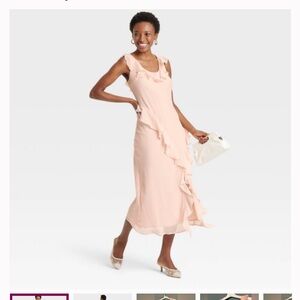 Light Pink Chiffon Ruffle Slip Dress